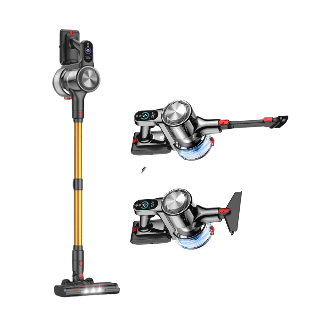 Cordless Stick Vacuum with LED Headlight, V-Brush and 7-Stage Filter