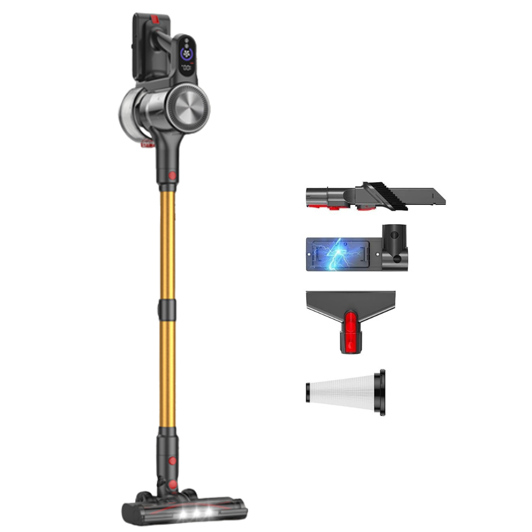 Cordless Stick Vacuum with LED Headlight, V-Brush and 7-Stage Filter